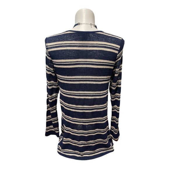 MASON + Mackenzie A-Line Striped Navy Blue and Tan Sweater XL - Picture 4 of 5